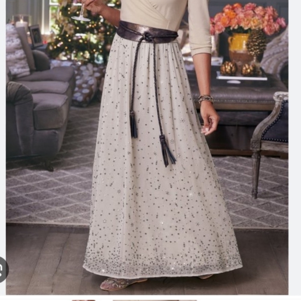 Soft Surroundings Sparkle Maxi Skirt L